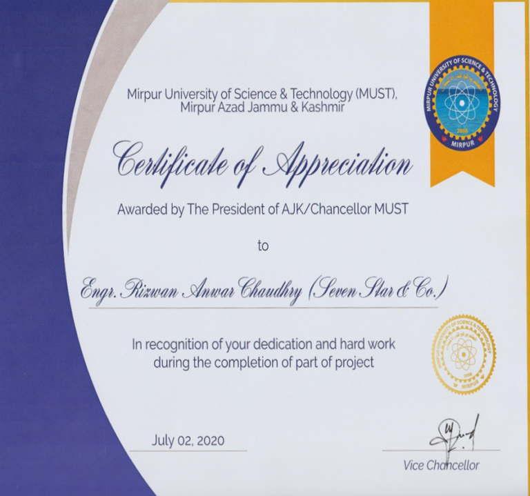 Certificate of Appreciation